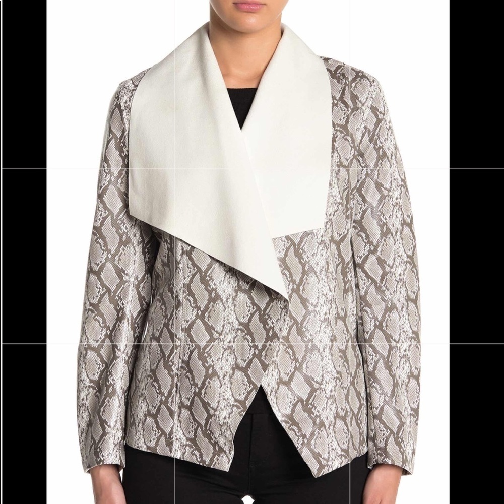 NWT SZ L Tahari leather snakeskin cardigan jacket